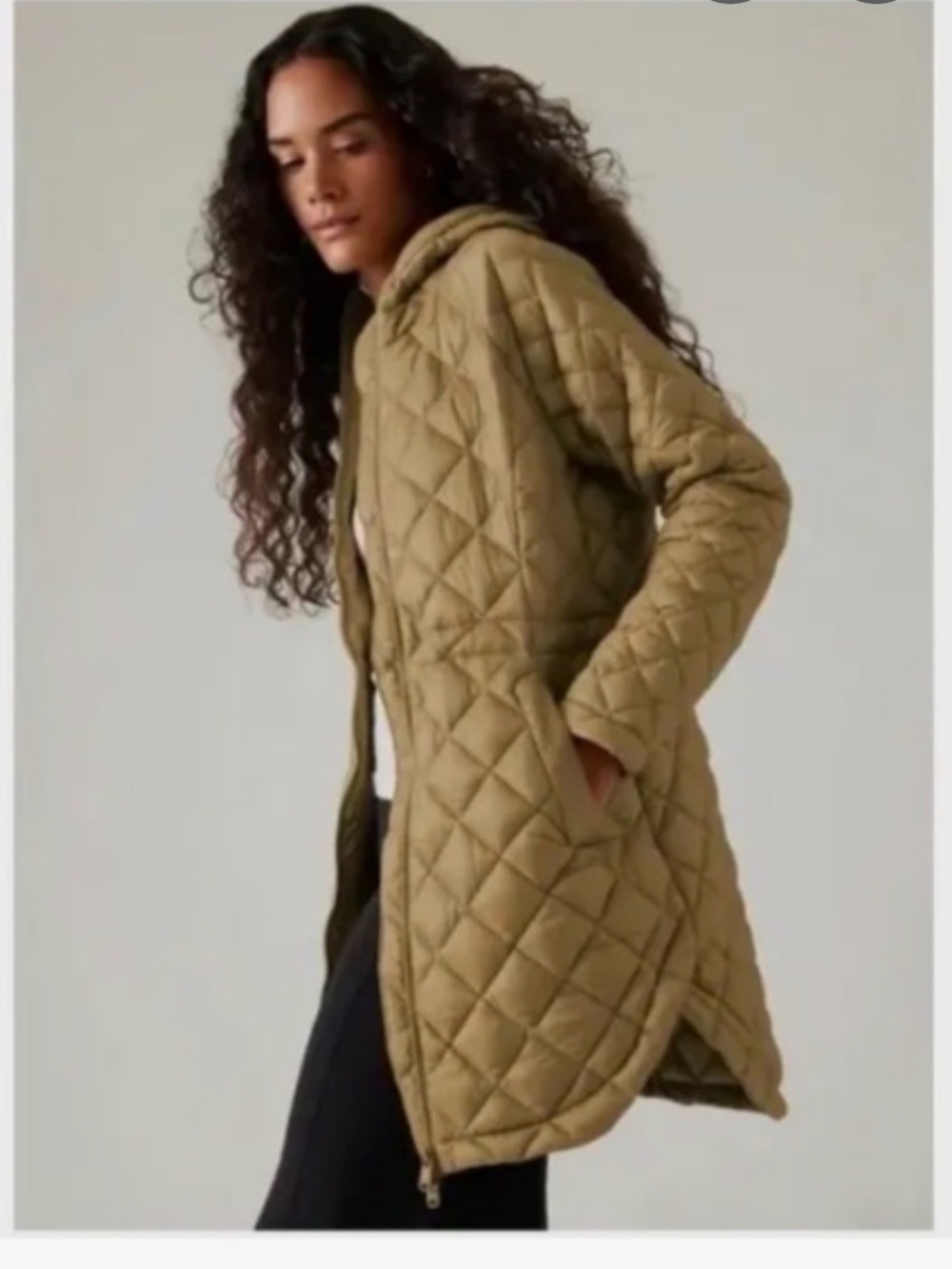 NWT Athleta Whisper Featherless Parka size small gold - Picture 2 of 4